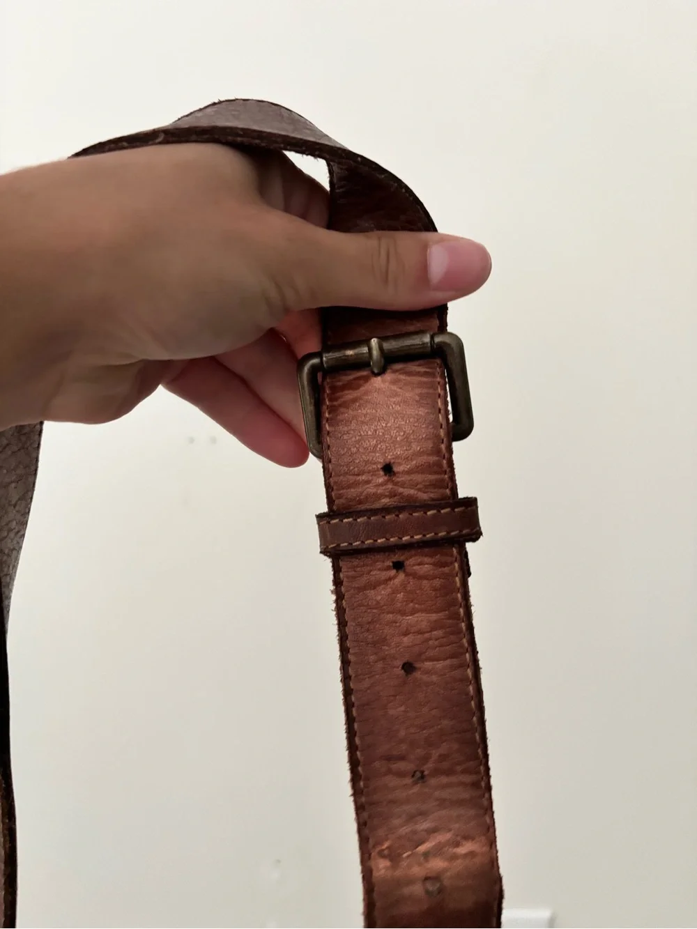 Leather Brown Crossbody Bag with Stud Detail